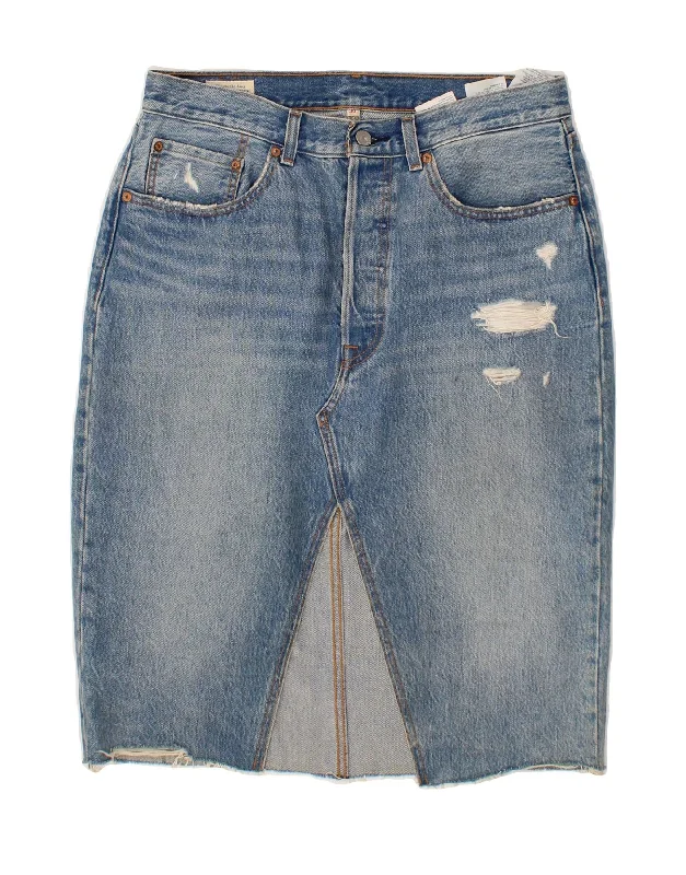 LEVI'S Womens Distressed Denim Skirt W30 Medium Blue Cotton linen skirt natural