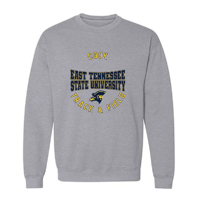 East Tennessee State - NCAA Women's Track & Field : Micailah Cook - Classic Fashion Shersey Crewneck Sweatshirt Hoodie with Lace Feminine Delicate East Tennessee State - NCAA Women's Track & Field : Micailah Cook - Classic Fashion Shersey Crewneck Sweatshirt Hoodie with Lace Feminine Delicate
