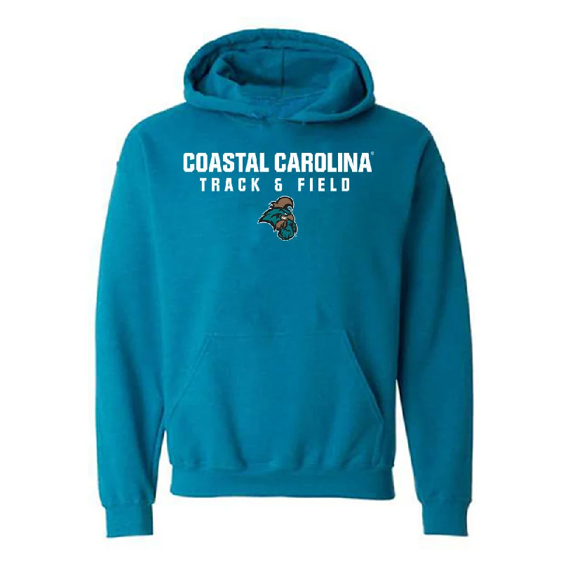 Coastal Carolina - NCAA Women's Track & Field : Faith Wright - Classic Shersey Hooded Sweatshirt Hoodie with Slit Hem Functional Movement Coastal Carolina - NCAA Women's Track & Field : Faith Wright - Classic Shersey Hooded Sweatshirt Hoodie with Slit Hem Functional Movement