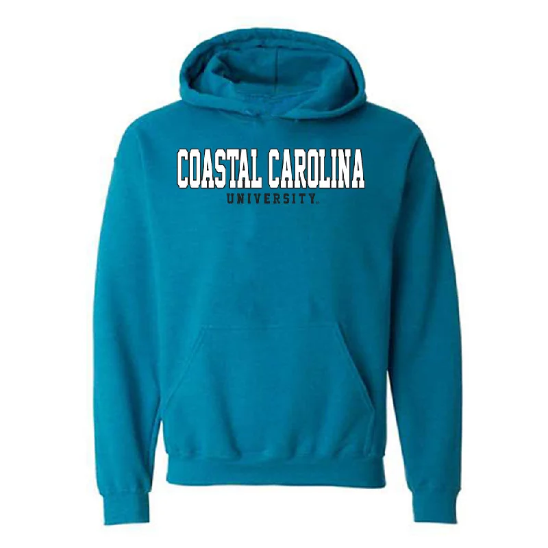 Coastal Carolina - NCAA Women's Track & Field : Faith Wright - Classic Fashion Shersey Hooded Sweatshirt Hoodie with High-Low Hem Asymmetrical Trendy Coastal Carolina - NCAA Women's Track & Field : Faith Wright - Classic Fashion Shersey Hooded Sweatshirt Hoodie with High-Low Hem Asymmetrical Trendy