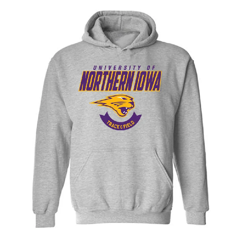 Northern Iowa - NCAA Women's Track & Field : Aleksys Gannon - Classic Shersey Hooded Sweatshirt Hoodie with Stripes Bold Sporty Northern Iowa - NCAA Women's Track & Field : Aleksys Gannon - Classic Shersey Hooded Sweatshirt Hoodie with Stripes Bold Sporty