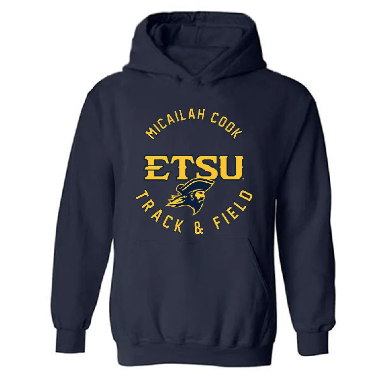 East Tennessee State - NCAA Women's Track & Field : Micailah Cook - Classic Fashion Shersey Hooded Sweatshirt Hoodie with Applique Textured Unique East Tennessee State - NCAA Women's Track & Field : Micailah Cook - Classic Fashion Shersey Hooded Sweatshirt Hoodie with Applique Textured Unique