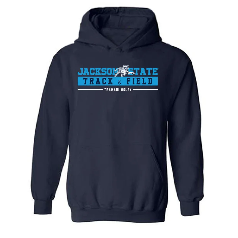 Jackson State - NCAA Women's Track & Field : Tramani Osley - Classic Fashion Shersey Hooded Sweatshirt Hoodie with Strings Custom Fit Adjustable Jackson State - NCAA Women's Track & Field : Tramani Osley - Classic Fashion Shersey Hooded Sweatshirt Hoodie with Strings Custom Fit Adjustable
