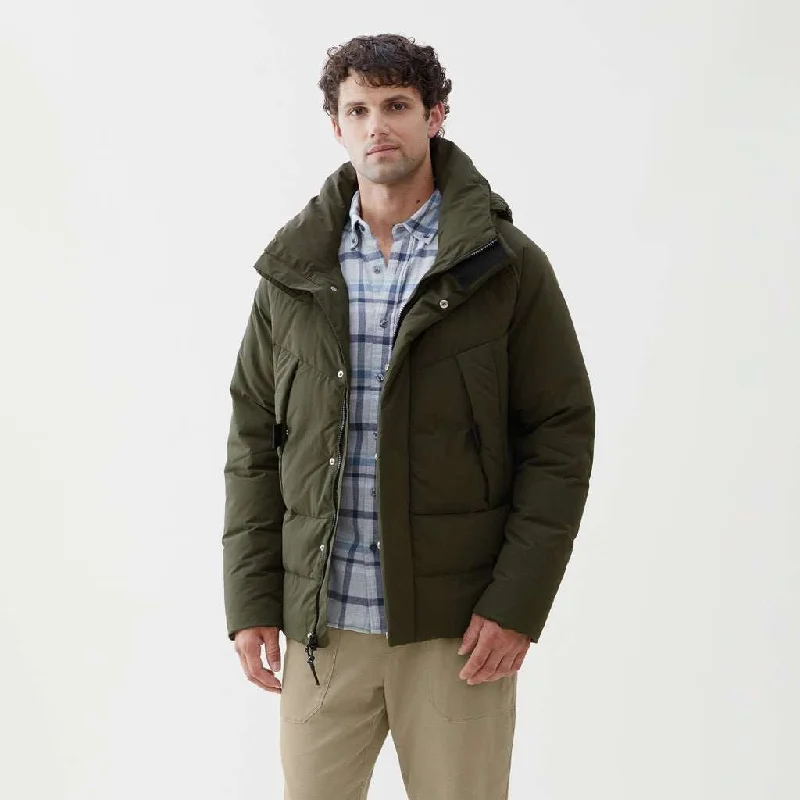 Luca Quilted Puffer Hooded Parka - Olive Elegant Faux Leather Parka
