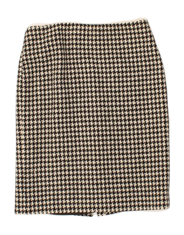 RALPH LAUREN Womens Straight Skirt US 8 Medium W30  Beige Houndstooth Wool linen skirt relaxed