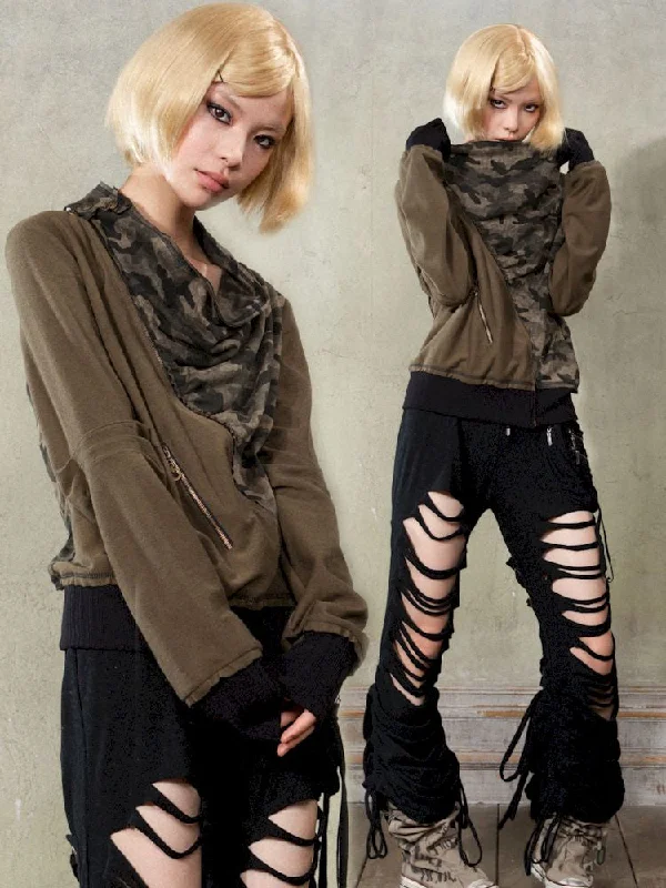 Camouflage Long Sleeve Spliced Sweatshirt【s0000009921】 Hoodie with High Neck Warm Protective Camouflage Long Sleeve Spliced Sweatshirt【s0000009921】 Hoodie with High Neck Warm Protective