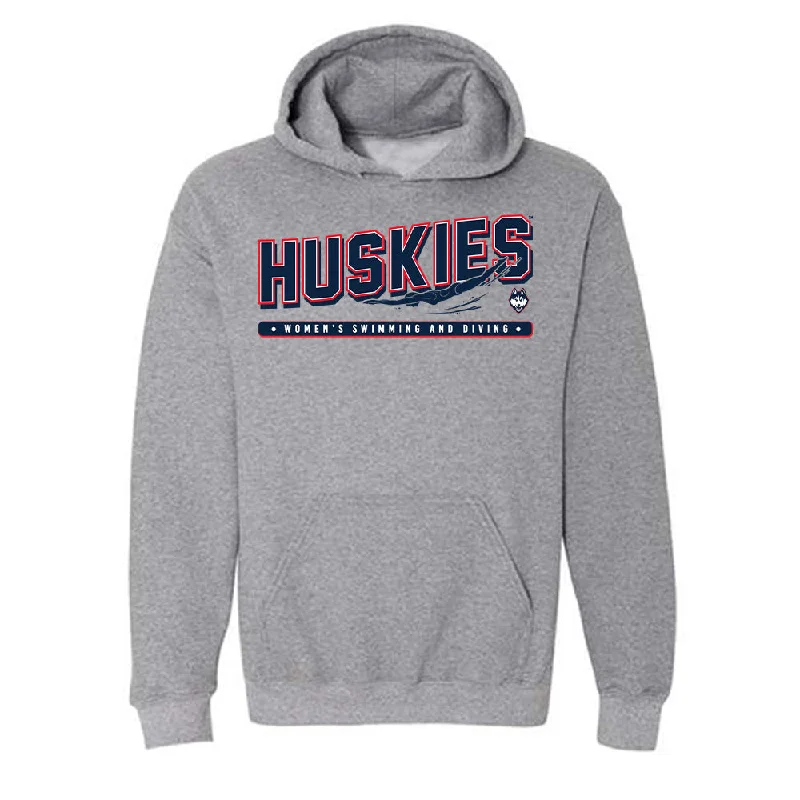 UConn - NCAA Women's Swimming & Diving : Stella McCardie - Sports Shersey Hooded Sweatshirt Hoodie with Slit Hem Functional Movement UConn - NCAA Women's Swimming & Diving : Stella McCardie - Sports Shersey Hooded Sweatshirt Hoodie with Slit Hem Functional Movement