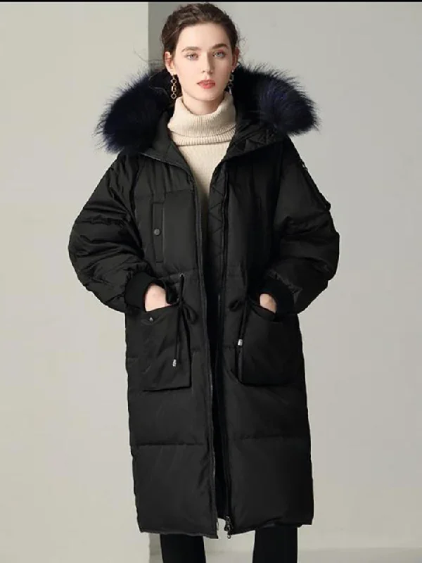 Thickened long down Parkawomen over the knee 2021 Fur Hood Classic Quilted Parka Coat Thickened long down Parkawomen over the knee 2021 Fur Hood Classic Quilted Parka Coat