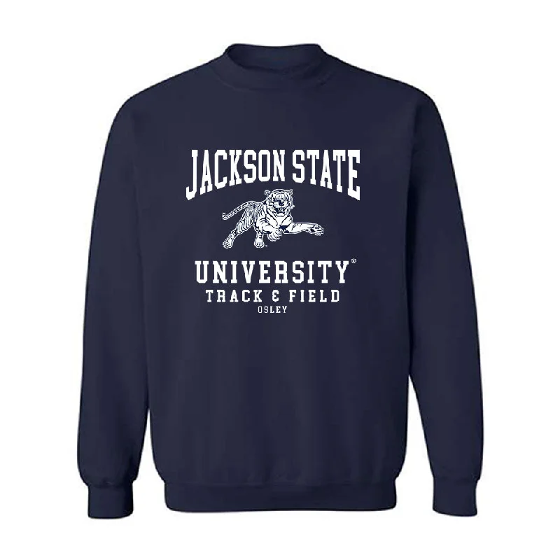 Jackson State - NCAA Women's Track & Field : Tramani Osley - Crewneck Sweatshirt Oversized Hoodie Comfort Casual Jackson State - NCAA Women's Track & Field : Tramani Osley - Crewneck Sweatshirt Oversized Hoodie Comfort Casual
