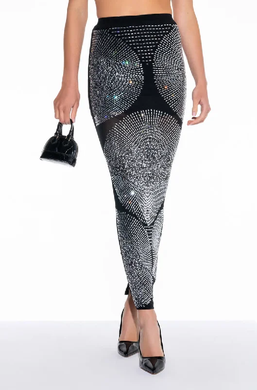 BODIED RHINESTONE MAXI SKIRT slim fit skirt