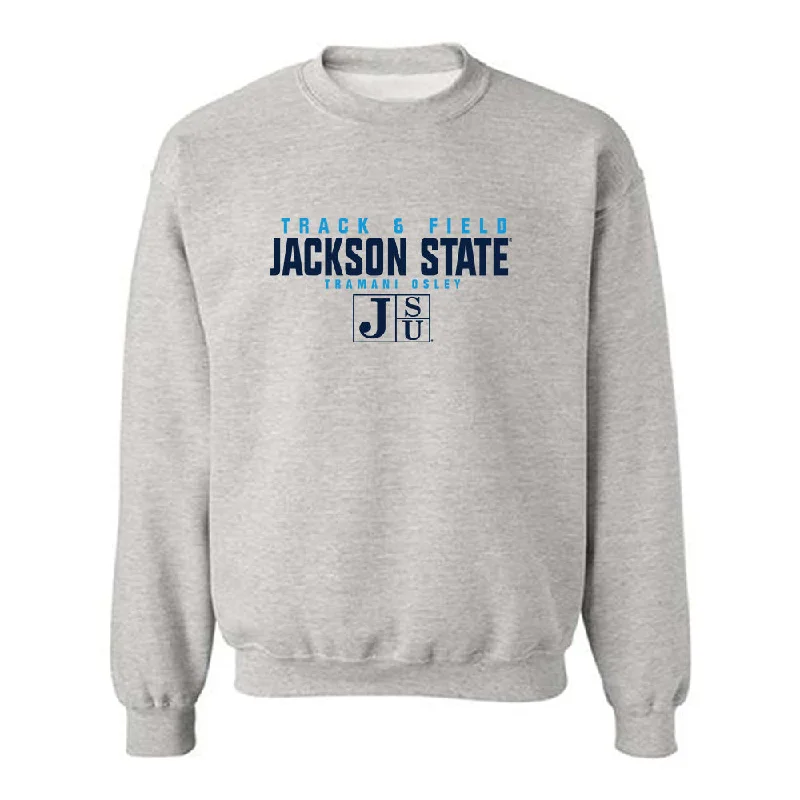 Jackson State - NCAA Women's Track & Field : Tramani Osley - Classic Fashion Shersey Crewneck Sweatshirt Hoodie with Pocket Utility Practical Jackson State - NCAA Women's Track & Field : Tramani Osley - Classic Fashion Shersey Crewneck Sweatshirt Hoodie with Pocket Utility Practical