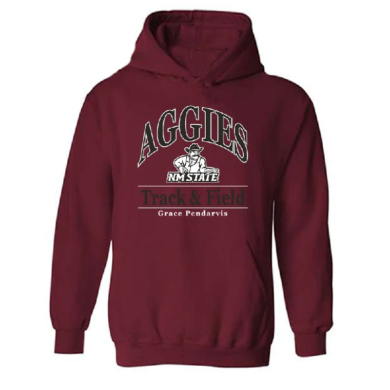 NMSU - NCAA Women's Track & Field : Grace Pendarvis - Classic Fashion Shersey Hooded Sweatshirt Hoodie with Typography Text Message NMSU - NCAA Women's Track & Field : Grace Pendarvis - Classic Fashion Shersey Hooded Sweatshirt Hoodie with Typography Text Message