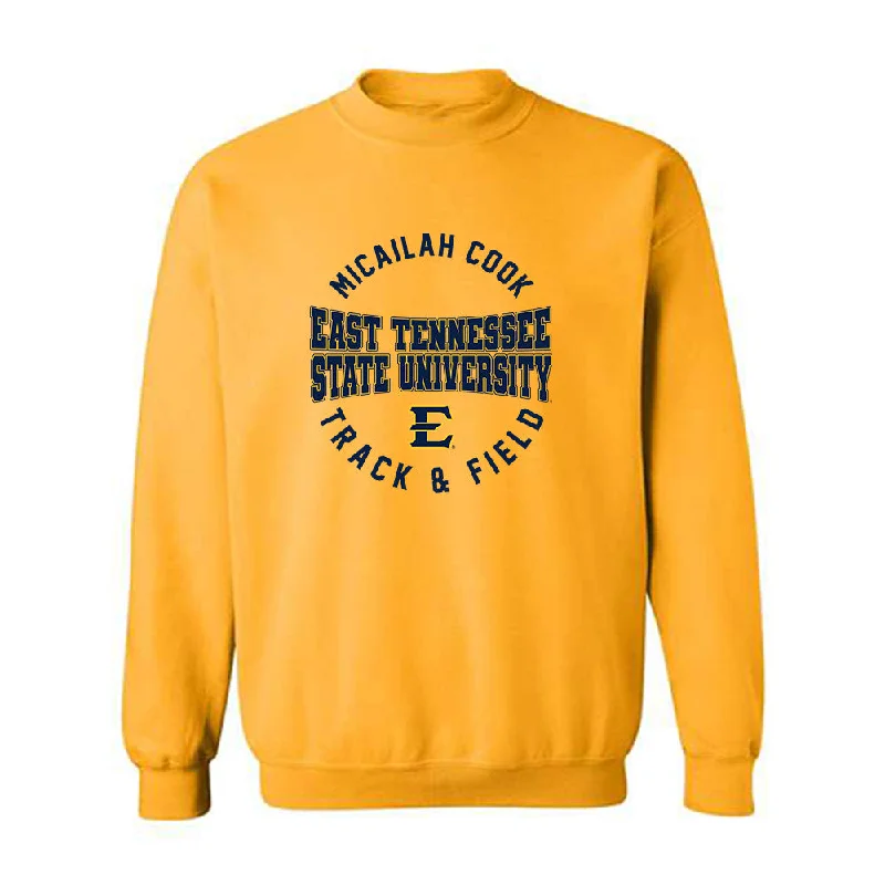East Tennessee State - NCAA Women's Track & Field : Micailah Cook - Classic Fashion Shersey Crewneck Sweatshirt Hoodie with Gradient Ombre Colorful East Tennessee State - NCAA Women's Track & Field : Micailah Cook - Classic Fashion Shersey Crewneck Sweatshirt Hoodie with Gradient Ombre Colorful