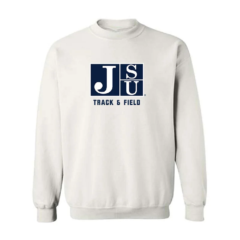 Jackson State - NCAA Women's Track & Field : Tramani Osley - Crewneck Sweatshirt Hoodie with Hem Raw Edge Edgy Unfinished Jackson State - NCAA Women's Track & Field : Tramani Osley - Crewneck Sweatshirt Hoodie with Hem Raw Edge Edgy Unfinished