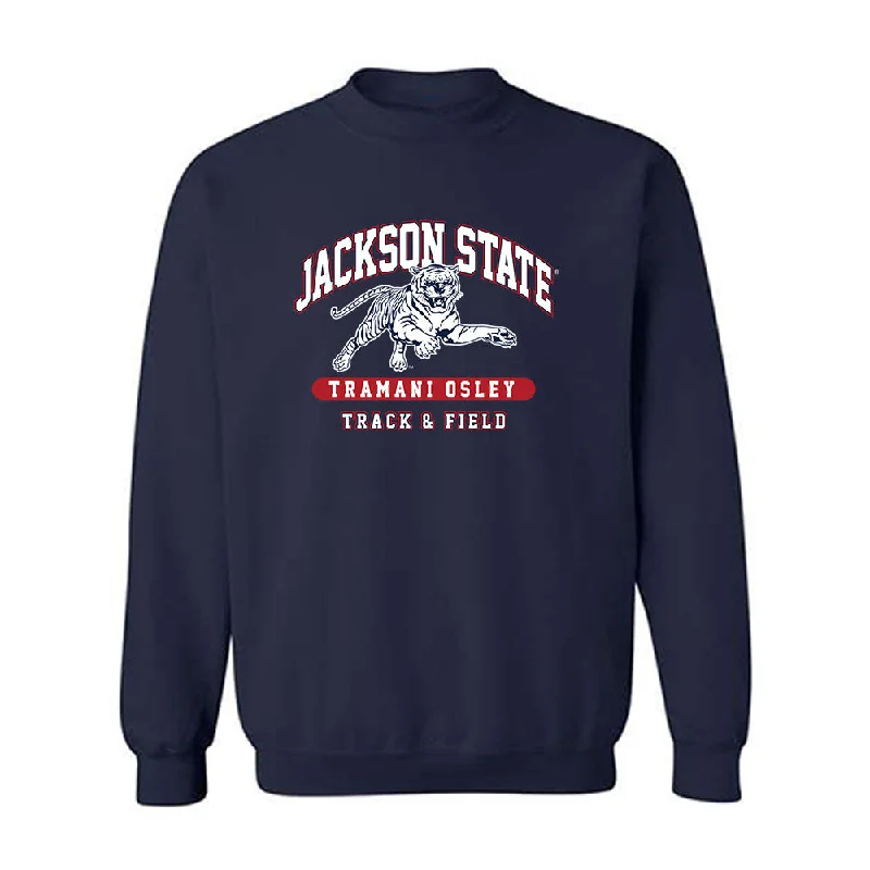 Jackson State - NCAA Women's Track & Field : Tramani Osley - Classic Fashion Shersey Crewneck Sweatshirt Hoodie Dress Longline Feminine Jackson State - NCAA Women's Track & Field : Tramani Osley - Classic Fashion Shersey Crewneck Sweatshirt Hoodie Dress Longline Feminine