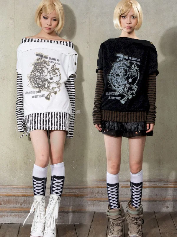 One Shoulder Punk Loose Sweatshirt【s0000009932】 Hoodie with Front Slit Layering Stylish One Shoulder Punk Loose Sweatshirt【s0000009932】 Hoodie with Front Slit Layering Stylish