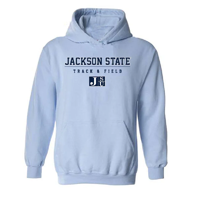 Jackson State - NCAA Women's Track & Field : Tramani Osley - Classic Shersey Hooded Sweatshirt Hoodie with Hem Elastic Stretchable Comfortable Jackson State - NCAA Women's Track & Field : Tramani Osley - Classic Shersey Hooded Sweatshirt Hoodie with Hem Elastic Stretchable Comfortable