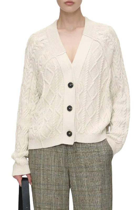 Organic Cotton Cardigan In Ivory Cardigan Knitwear Sweater