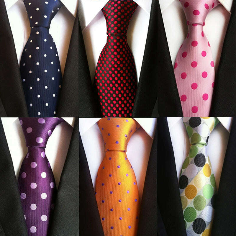 New Design Fashion Necktie Orange White Blue Polka Dot Ties for Man Business Wedding Formal NeckTie 8cm Silk Dress Gift Gravata New Design Fashion Necktie Orange White Blue Polka Dot Ties for Man Business Wedding Formal NeckTie 8cm Silk Dress Gift Gravata