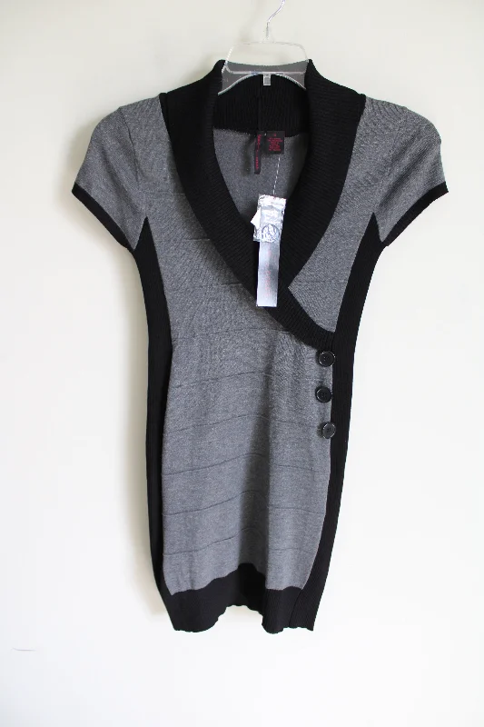 NEW Heart -N- Crush Gray Black Knit Sweater Dress | M Handmade Hand-knitted Hand-woven NEW Heart -N- Crush Gray Black Knit Sweater Dress | M Handmade Hand-knitted Hand-woven
