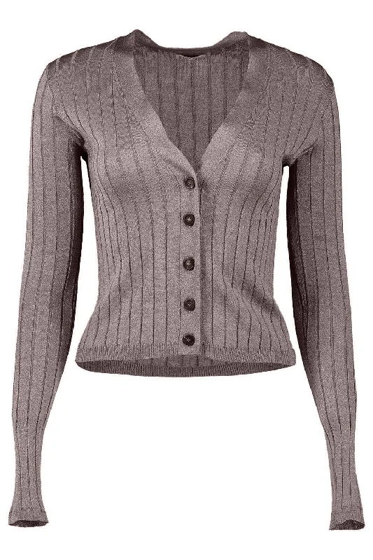 Lurex Wide Ribbed Cardigan Handmade Hand-knitted Hand-woven