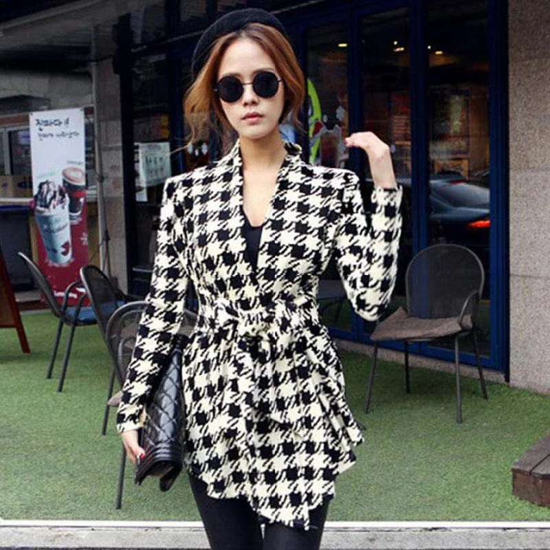 GZDL Fashion Women Jacket Coat Long Sleeve Houndstooth Casual Clothing Slim Belt Peplum Cardigan Outerwear CL0271 Spandex Blend Rayon Blend Denim Blend GZDL Fashion Women Jacket Coat Long Sleeve Houndstooth Casual Clothing Slim Belt Peplum Cardigan Outerwear CL0271 Spandex Blend Rayon Blend Denim Blend