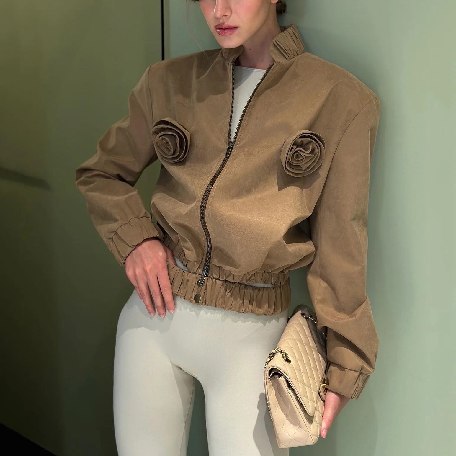 Advbridge - Autumn/Winter New Jacket for Women Cardigan Flower Collage Senior Sense of Temperament Zipper Short Top Coat Casual Y2k Fitted Slim Tailored Advbridge - Autumn/Winter New Jacket for Women Cardigan Flower Collage Senior Sense of Temperament Zipper Short Top Coat Casual Y2k Fitted Slim Tailored