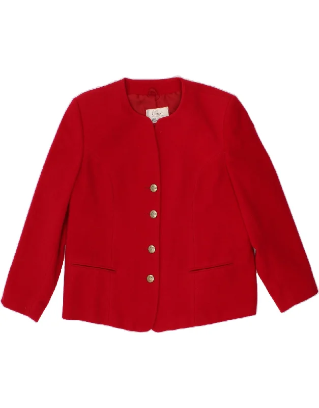 ST. BERNARD Womens 3 Button 4 Button Blazer Jacket UK 18 XL Red Wool Women's Business Blazer ST. BERNARD Womens 3 Button 4 Button Blazer Jacket UK 18 XL Red Wool Women's Business Blazer