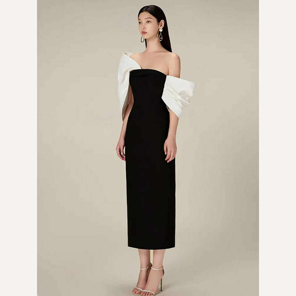 DEAT Big Bow Evening Dress Contrast Color Backless Zipper Slim Split Women Strapless Dresses 2024 Summer New Fashion 13DB3947 DEAT Big Bow Evening Dress Contrast Color Backless Zipper Slim Split Women Strapless Dresses 2024 Summer New Fashion 13DB3947