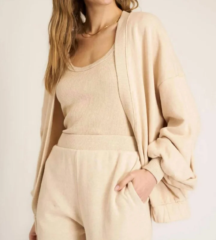 Warming Up Fleece Cardigan In Mother Of Pearl Rayon Fabric Velvet Fabric Corduroy Fabric