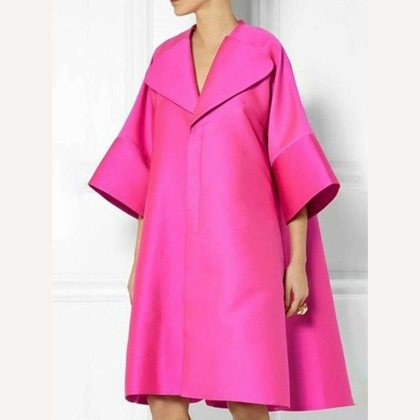 Vintage Dress Women Clothing Spring Summer Half Sleeve Loose Dresses Casual Chic Lapel Tunicas Midi Pink Dress Vintage Dress Women Clothing Spring Summer Half Sleeve Loose Dresses Casual Chic Lapel Tunicas Midi Pink Dress