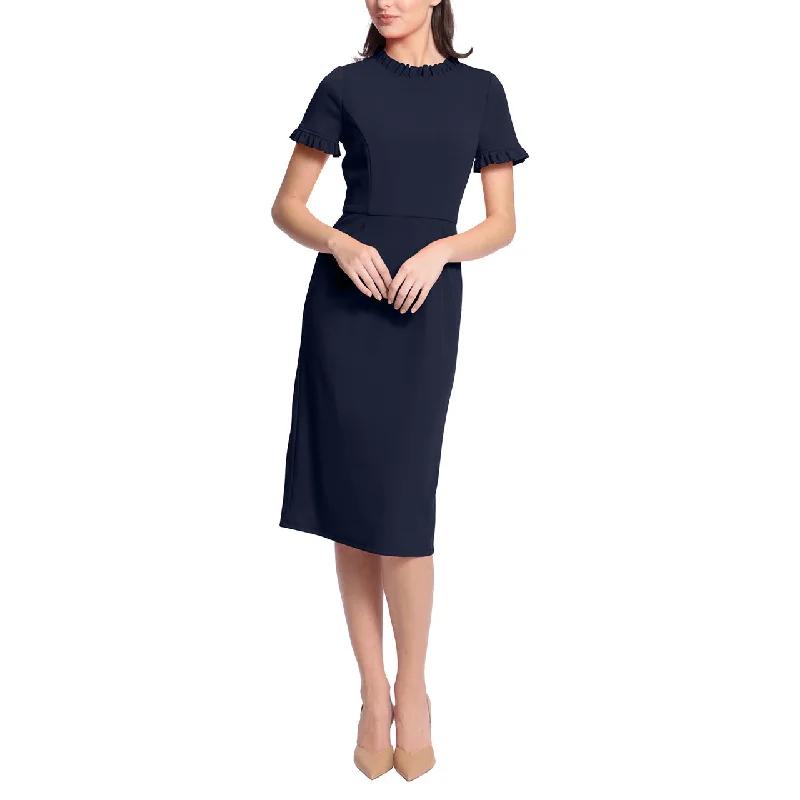 Women's Ruffle Collar Slant Pocket Sheath Dress