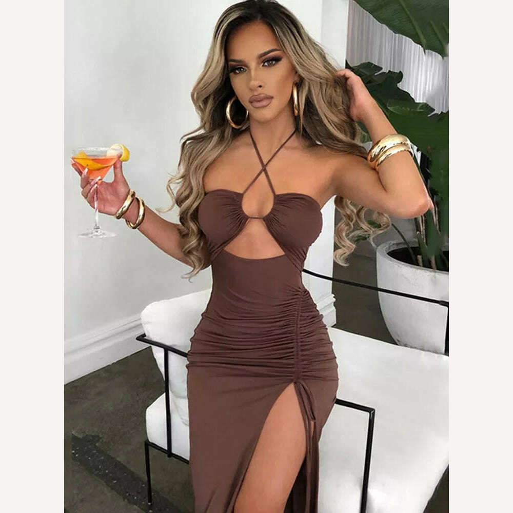 Sleeveless Sexy Female Midi Backless Dresses Slim Night Club Party Women's Dress Bodycon Vestidos Elegantes Para Mujer Sleeveless Sexy Female Midi Backless Dresses Slim Night Club Party Women's Dress Bodycon Vestidos Elegantes Para Mujer