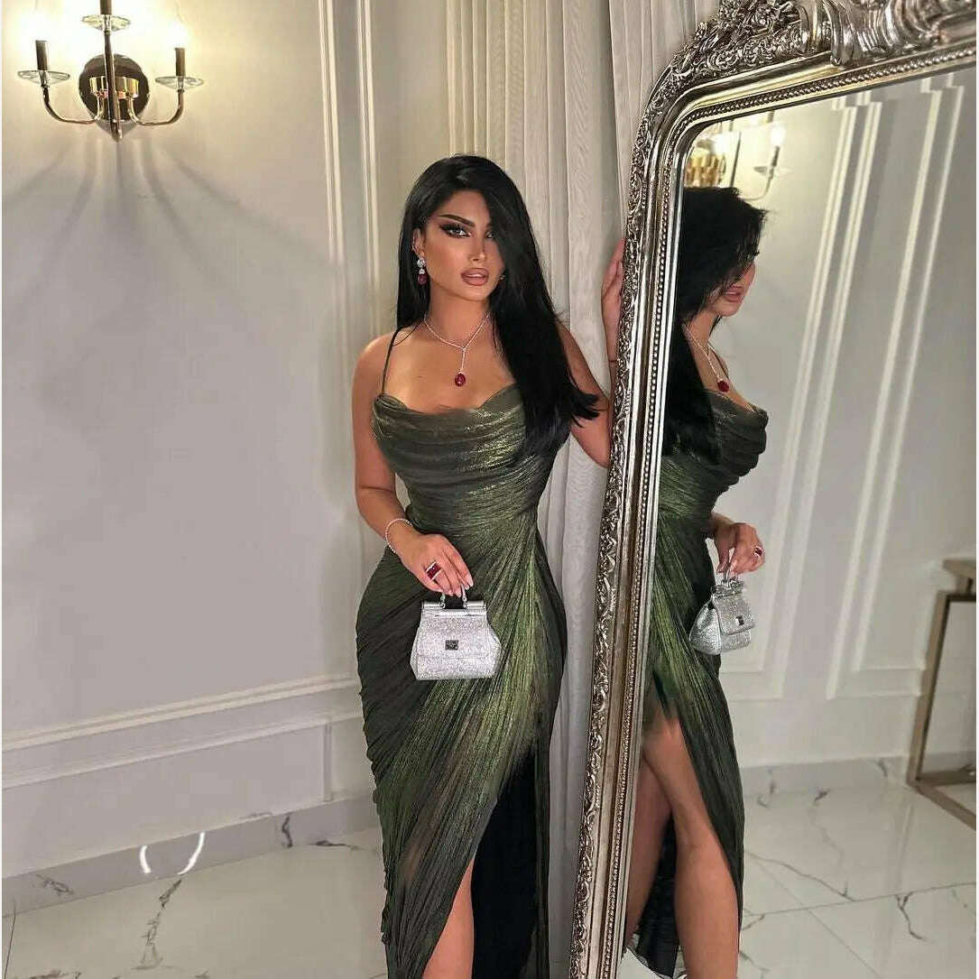 Fairytale Sleeveless Prom Dresses Thin Suspenders Ankle-Length Wedding Party Wrinkle A-Line Stain Grace Women Zipper Up 2023 Fairytale Sleeveless Prom Dresses Thin Suspenders Ankle-Length Wedding Party Wrinkle A-Line Stain Grace Women Zipper Up 2023