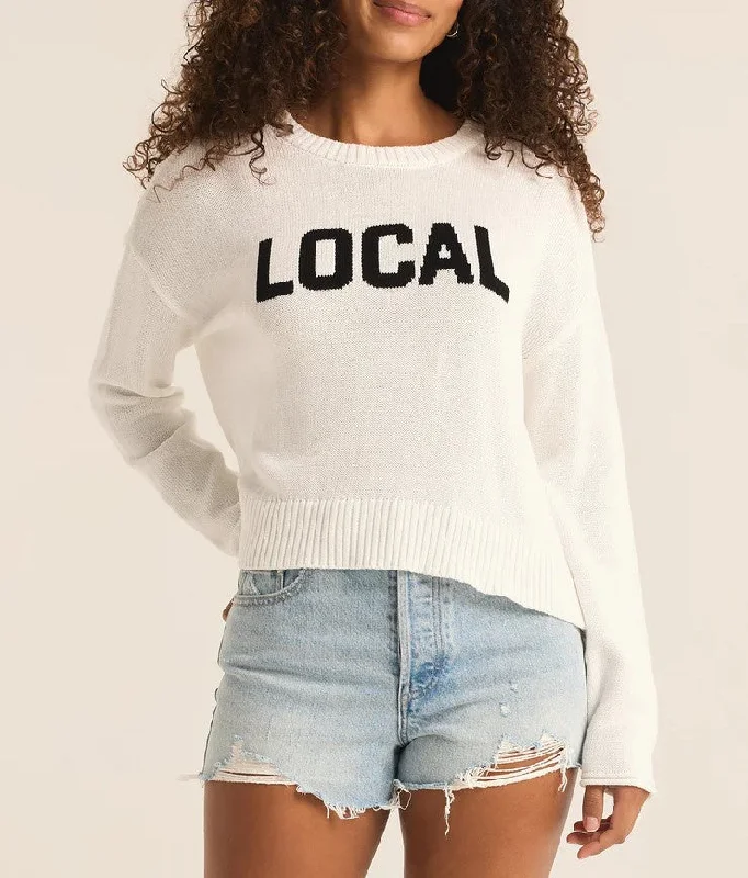 Z Supply | Sienna Local Sweater | White Turtle Neck Boat Neck Asymmetrical Neck