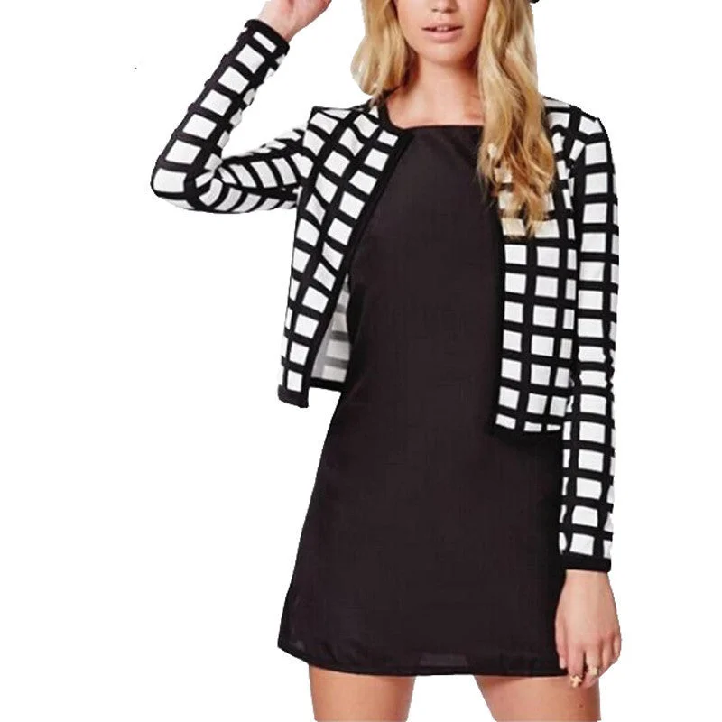 white black check plaids print thin bomber women jacket cardigan Lace Blend Ribbed Blend Corduroy Blend white black check plaids print thin bomber women jacket cardigan Lace Blend Ribbed Blend Corduroy Blend