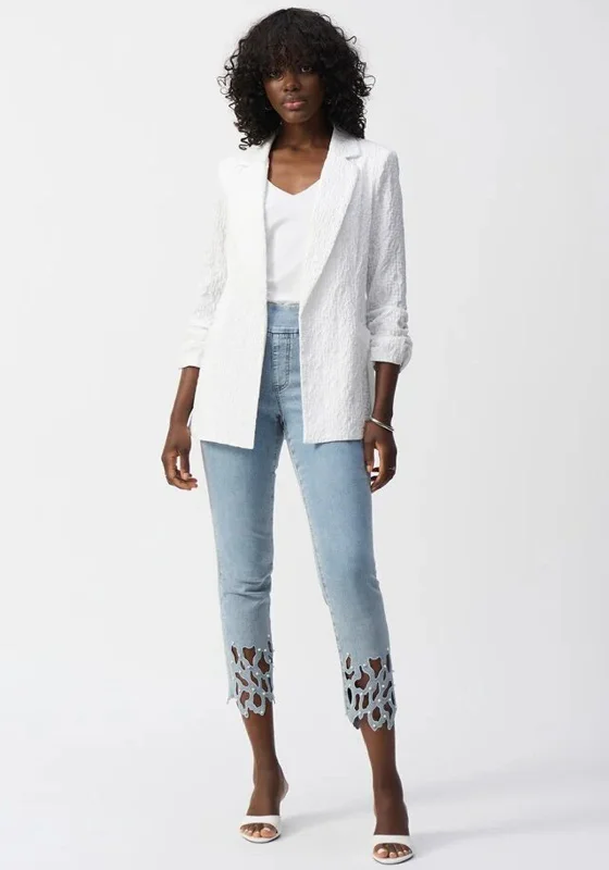 Joseph Ribkoff Woven Jacquard Boxy Blazer, White Women's Boutique Suit