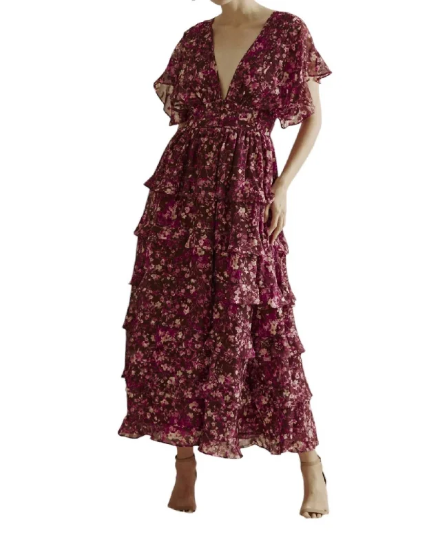 Floral Dress In Berry