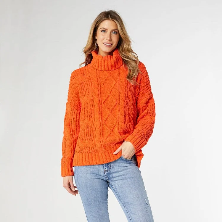 Roux Chunky Knit Turtleneck Sweater | Pumpkin Wool Fabric Cashmere Fabric Tweed Fabric Roux Chunky Knit Turtleneck Sweater | Pumpkin Wool Fabric Cashmere Fabric Tweed Fabric