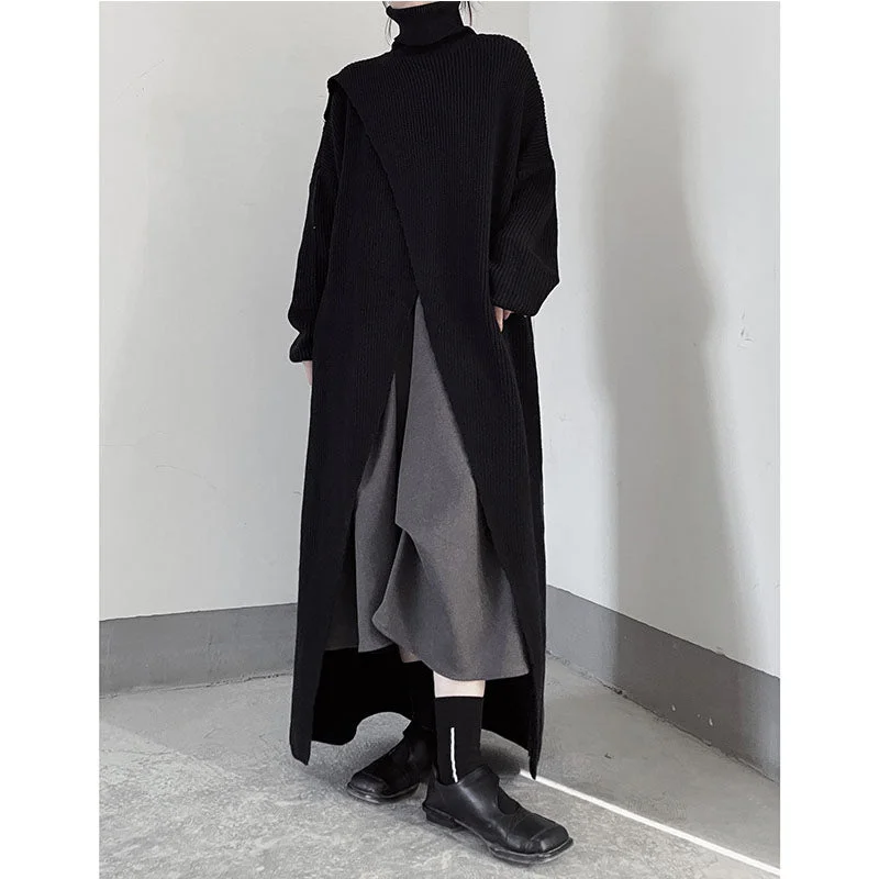Turtleneck Loose Knit Cardigan Long Sweater Skirt Lightweight Heavyweight Midweight