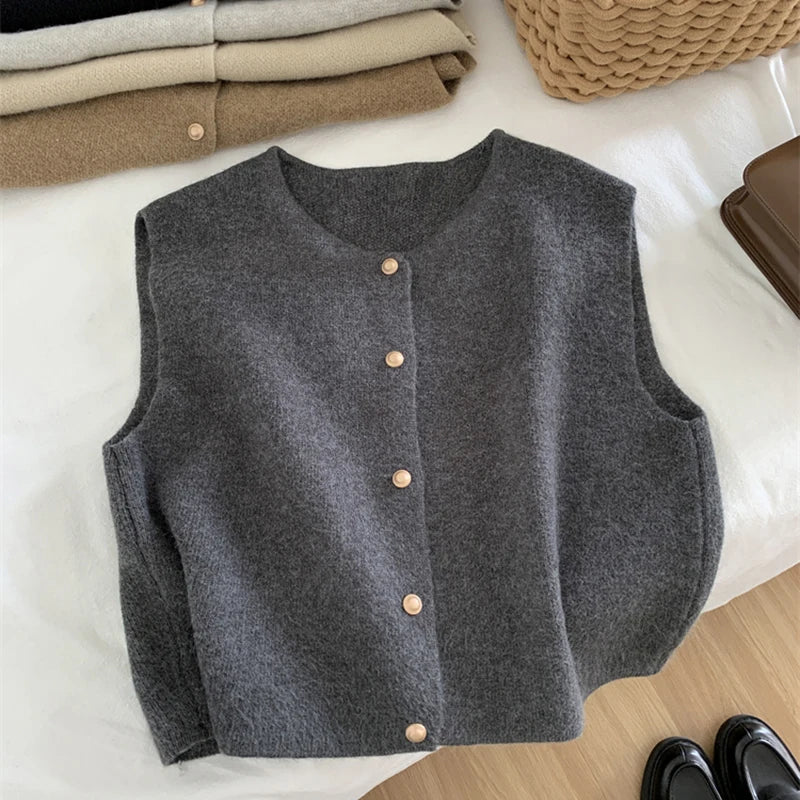 Advbridge Autumn New Women Cardigan Korean Elegant Knitted Sleeveless Female Casual Sweater Tanks Fashion New Slim Ladies Casual Tops Solid Print Embellished Advbridge Autumn New Women Cardigan Korean Elegant Knitted Sleeveless Female Casual Sweater Tanks Fashion New Slim Ladies Casual Tops Solid Print Embellished