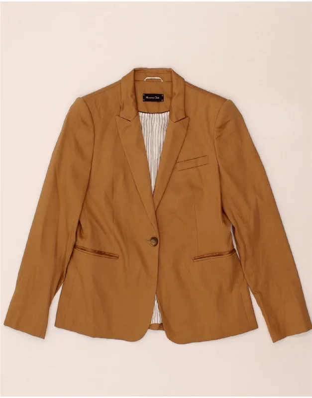 MASSIMO DUTTI Womens 1 Button Blazer Jacket EU 42 Large Beige Cotton Women's Formal Blazer MASSIMO DUTTI Womens 1 Button Blazer Jacket EU 42 Large Beige Cotton Women's Formal Blazer
