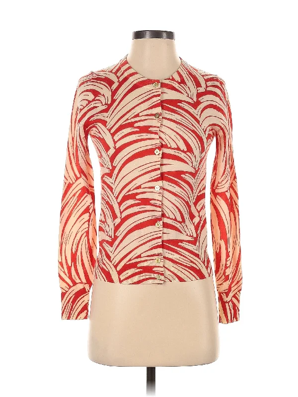 Wool Cardigan Ribbed Striped Patterned