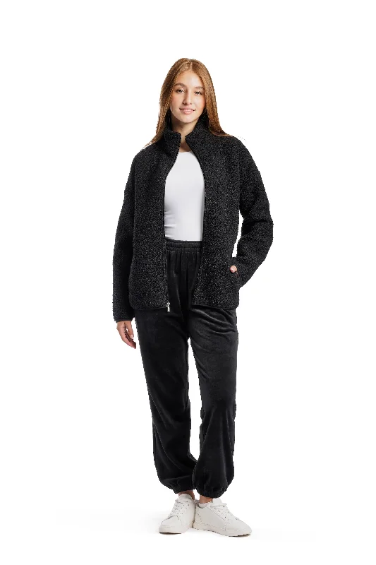 Sara Teddy sherpa zip up jacket in black Insulated Jacket Fitted Jacket Loose Jacket Sara Teddy sherpa zip up jacket in black Insulated Jacket Fitted Jacket Loose Jacket