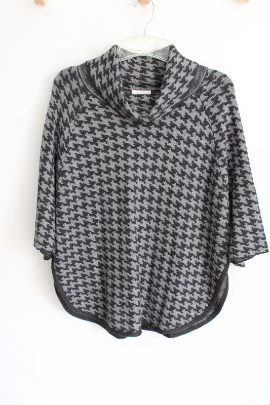 Ann Taylor LOFT Houndstooth Knit Poncho Sweater | XS/S Jersey Fabric Tulle Fabric Batik Fabric Ann Taylor LOFT Houndstooth Knit Poncho Sweater | XS/S Jersey Fabric Tulle Fabric Batik Fabric
