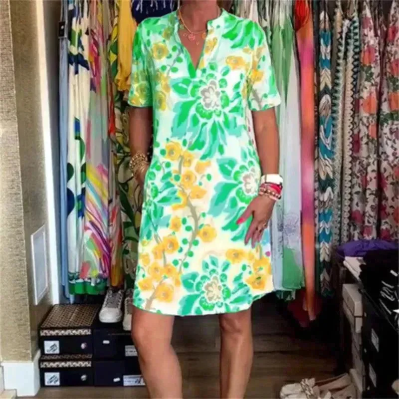 Women's Fashion Casual Digital Printing Loose Dress