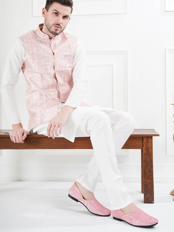 Men Pink Embroidery Sequin Ethnic Slip On Juttis and Mojaris for Wedding|Traditional Sherwani Shoes|Slip-On For Nehru Jackets Oversized Jacket Tailored Jacket Straight Jacket Men Pink Embroidery Sequin Ethnic Slip On Juttis and Mojaris for Wedding|Traditional Sherwani Shoes|Slip-On For Nehru Jackets Oversized Jacket Tailored Jacket Straight Jacket