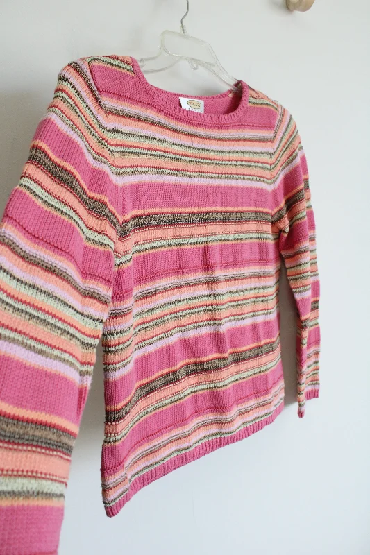 Vintage Talbots Pink Striped Knit Sweater | M Petite Elegant Classic Vintage