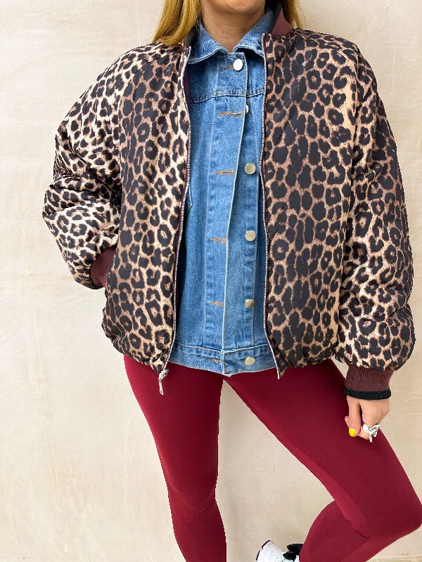 Reversible Bomber Jacket In Leopard Print & Burgundy Jersey Jacket Tulle Jacket Batik Jacket Reversible Bomber Jacket In Leopard Print & Burgundy Jersey Jacket Tulle Jacket Batik Jacket