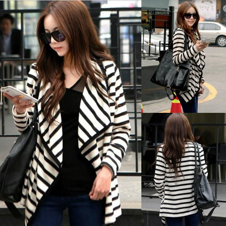 Casual Fashion Women Long Sleeve Striped Tops Cardigan Blouse Jacket Chenille Blend Fleece Blend Nylon Blend Casual Fashion Women Long Sleeve Striped Tops Cardigan Blouse Jacket Chenille Blend Fleece Blend Nylon Blend